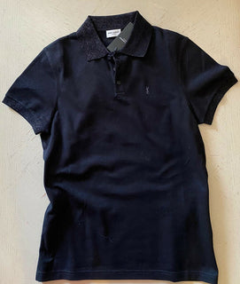 Neu mit Etikett: Saint Laurent YSL bedrucktes Herren-Poloshirt, Schwarz, Größe S, Italien