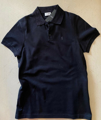 NWT Saint Laurent YSL Printed Mens Polo Shirt Black Size S Italy