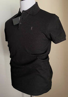Neu mit Etikett: Saint Laurent YSL bedrucktes Herren-Poloshirt, Schwarz, Größe XS, Italien