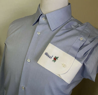 Neues Gucci Herrenhemd Slim Fit Blau 43/17 Italien