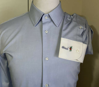 Neues Gucci Herrenhemd Slim Fit Blau 43/17 Italien