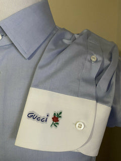 Neues Gucci Herrenhemd Slim Fit Blau 43/17 Italien