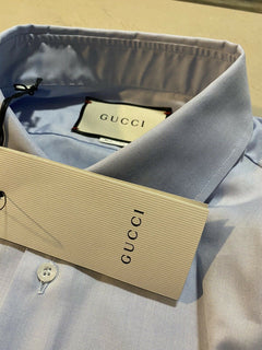 Neues Gucci Herrenhemd Slim Fit Blau 43/17 Italien