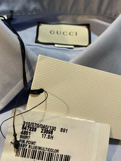 Neues Gucci Herrenhemd Slim Fit Blau 43/17 Italien