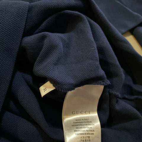 Мужская рубашка-поло большого размера с длинным рукавом NWT Gucci, королевский синий размер XL, Италия