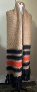 New Burberry Women Scarf Graphic Stripe Knit Color Warm Camel Italy