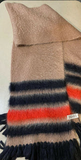 New Burberry Women Scarf Graphic Stripe Knit Color Warm Camel Italy