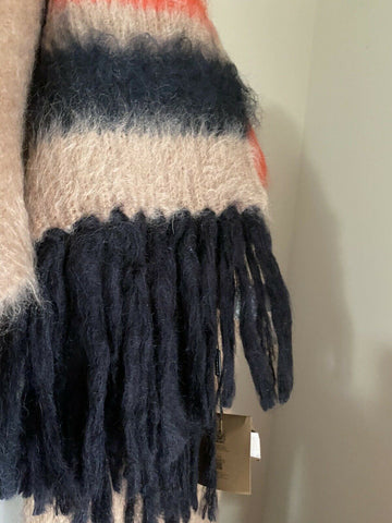 New Burberry Women Scarf Graphic Stripe Knit Color Warm Camel Italy