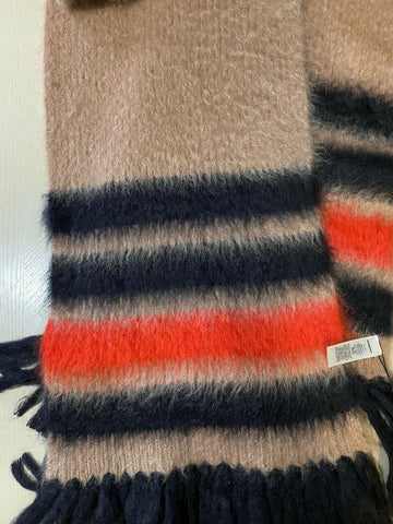 New Burberry Women Scarf Graphic Stripe Knit Color Warm Camel Italy