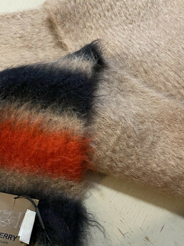 New Burberry Women Scarf Graphic Stripe Knit Color Warm Camel Italy