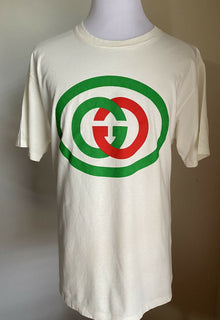 Neues Gucci Herren-Kurzarm-T-Shirt Milch/Grün/Rot Größe XXXL Italien