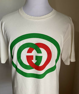 Neues Gucci Herren-Kurzarm-T-Shirt Milch/Grün/Rot Größe XXXL Italien