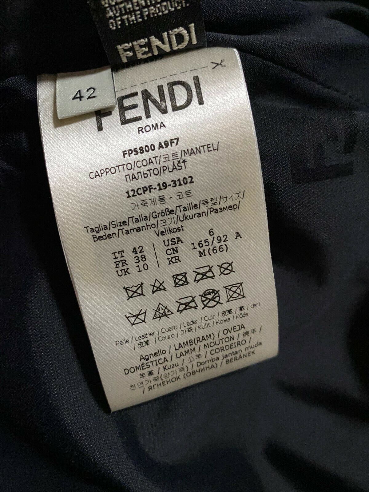 New $8400 Fendi Women Patent Leather FF Embossed Trench Coat Black 6 US/42 It