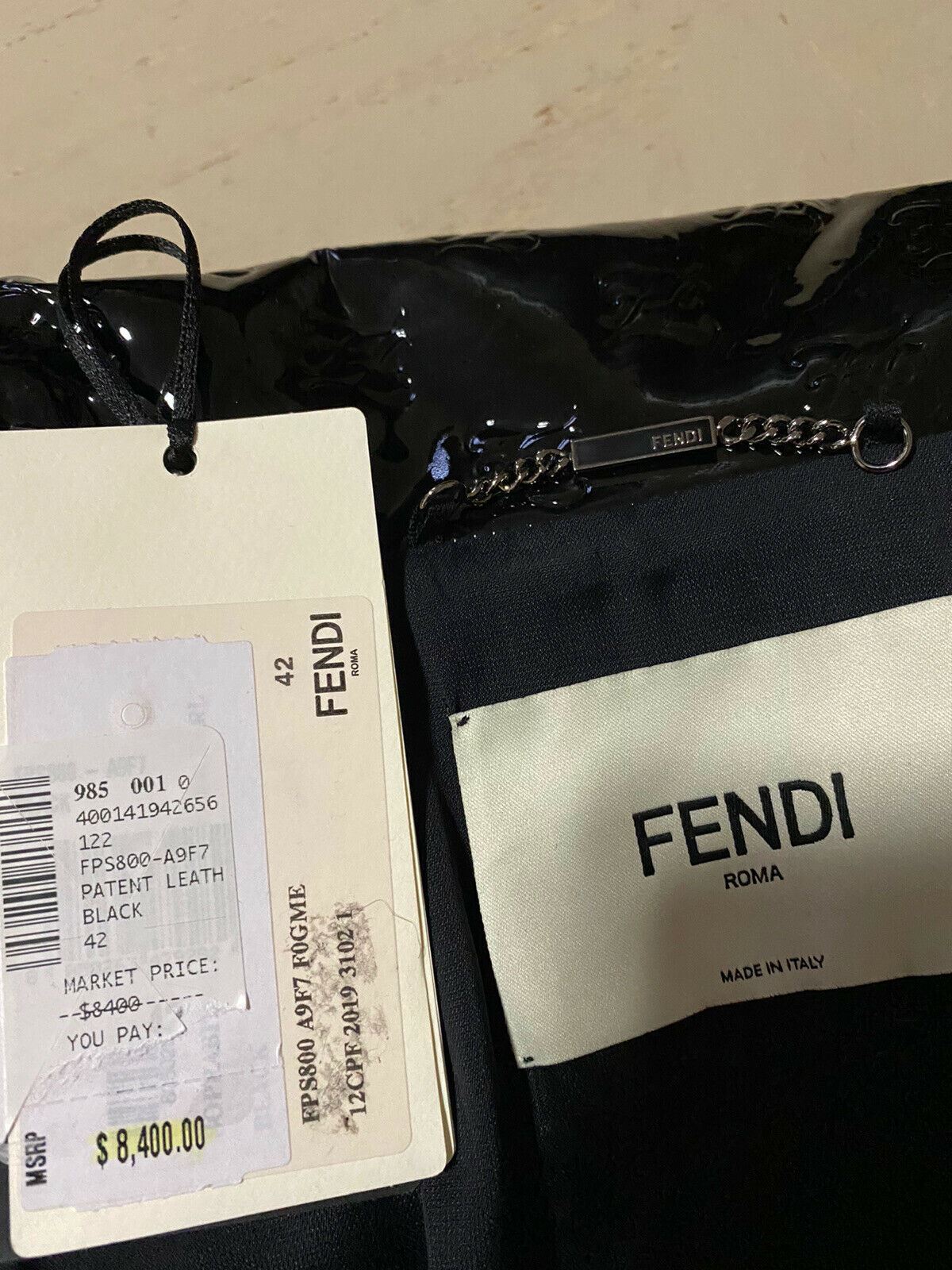 Новый женский плащ Fendi из лакированной кожи с тиснением FF, черный 6 US/42 It, $8400