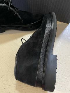 Neue $ 650 Ermenegildo Zegna Wildleder/Leder Stiefel Schuhe Schwarz 12 US Italien 