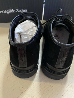 Neue $ 650 Ermenegildo Zegna Wildleder/Leder Stiefel Schuhe Schwarz 12 US Italien 