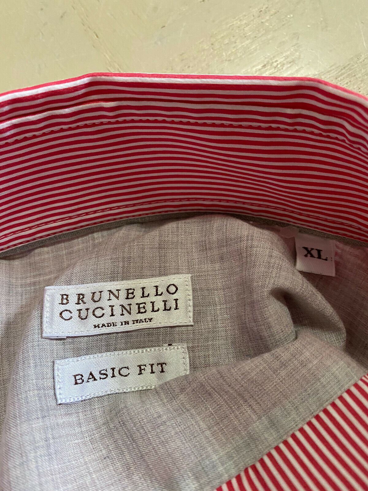 NWT Brunello Cucinelli Mens Dress Shirt Basic Fit Red XL Italy