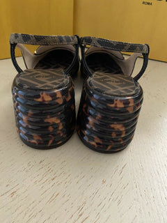 950 $ Fendi Damen Leder/Canvas FF Monogram Sandale Braun 9 US/39 Eu