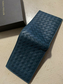 New Bottega Veneta Mens Wallet Slate Color Petrol Blue 148324  Italy