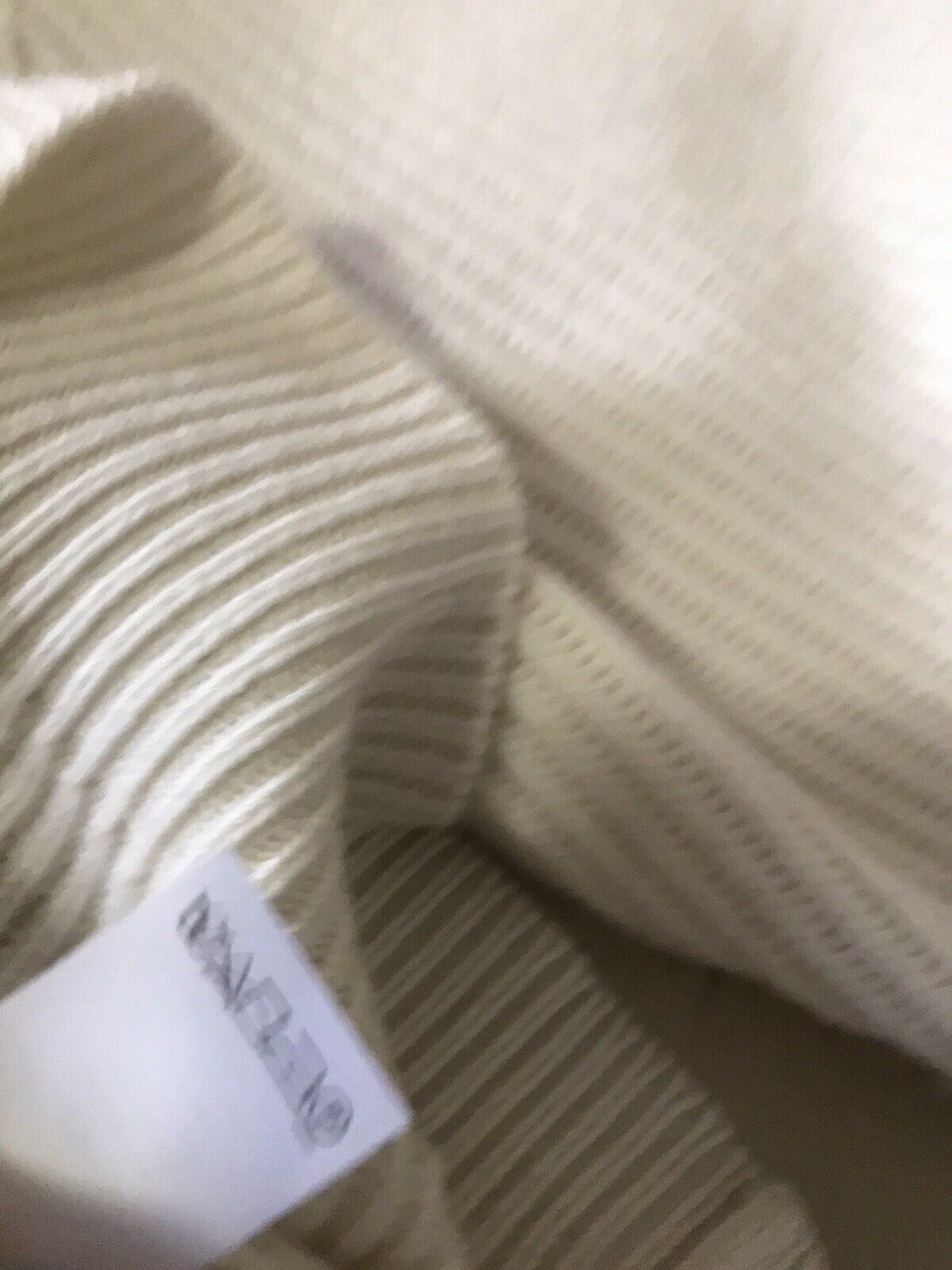 New $3445 Brunello Cucinelli Women Monili Tab Ribbed Cashmere Sweater White S