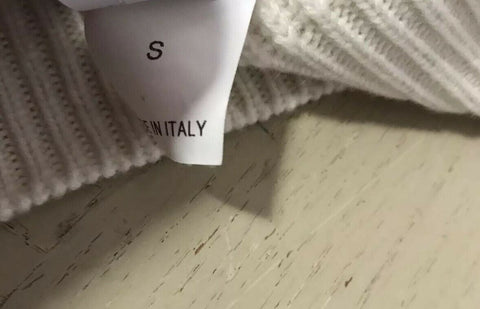 Neu $3445 Brunello Cucinelli Damen Monili Tab gerippter Kaschmirpullover Weiß S