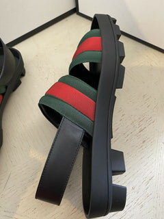 NIB Gucci Herren Sandalenschuhe Grün/Rot/Schwarz 9 US/8 UK Italien