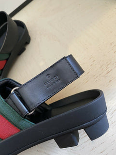 NIB Gucci Herren Sandalenschuhe Grün/Rot/Schwarz 9 US/8 UK Italien