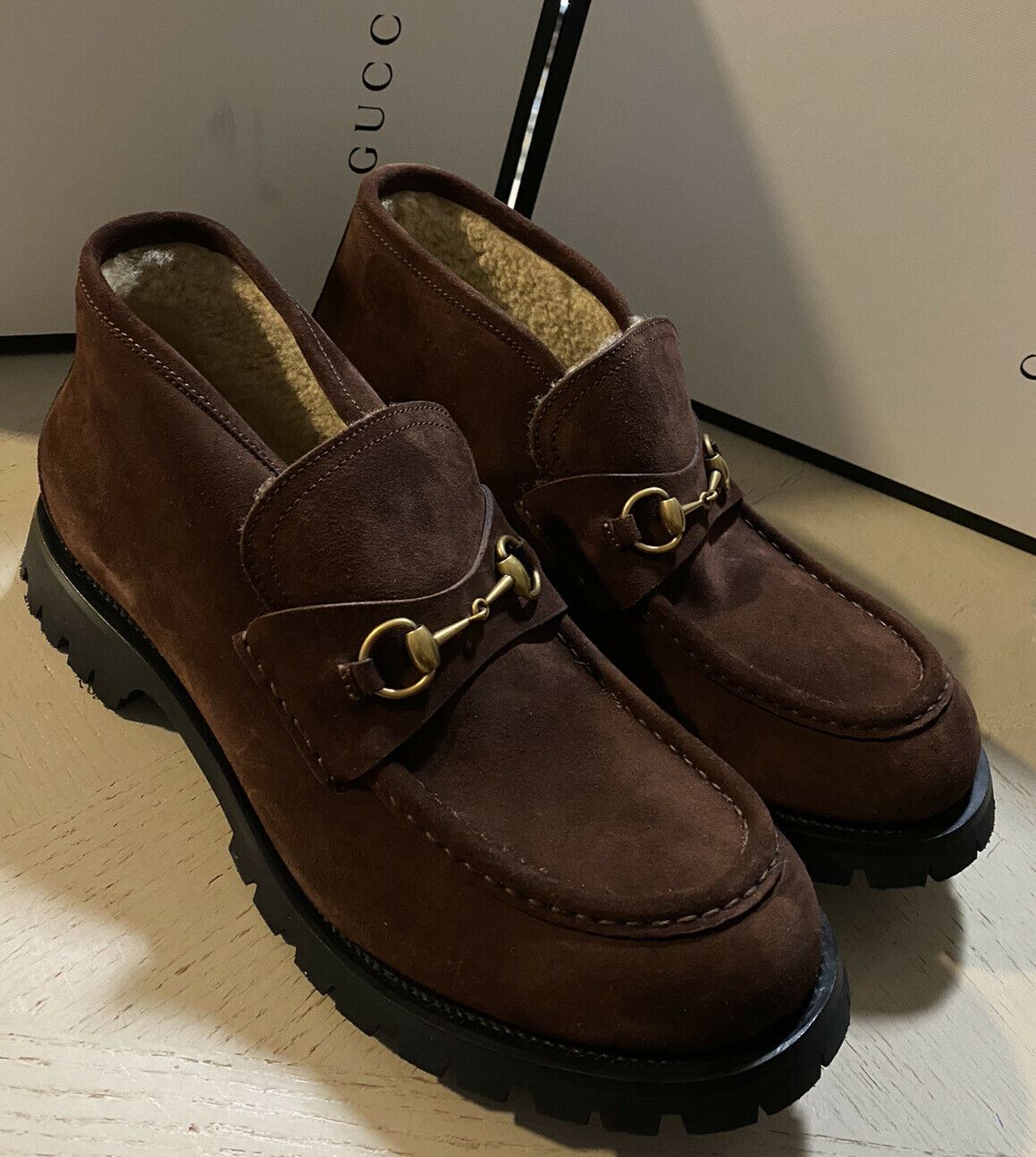 NIB $1400 Gucci Men’s Suede Ankle Boots Shoes DK Brown 15 US / 14 UK 575126