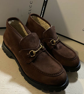 NIB $ 1400 Gucci Herren Wildleder Stiefeletten Schuhe DK Braun 15 US / 14 UK 575126