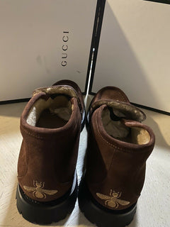 NIB $ 1400 Gucci Herren Wildleder Stiefeletten Schuhe DK Braun 15 US / 14 UK 575126