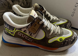 Neue Gucci Herren-Sneaker aus Leder, Braun/Grau/Beige, 9 US (8,5 g UK), Italien