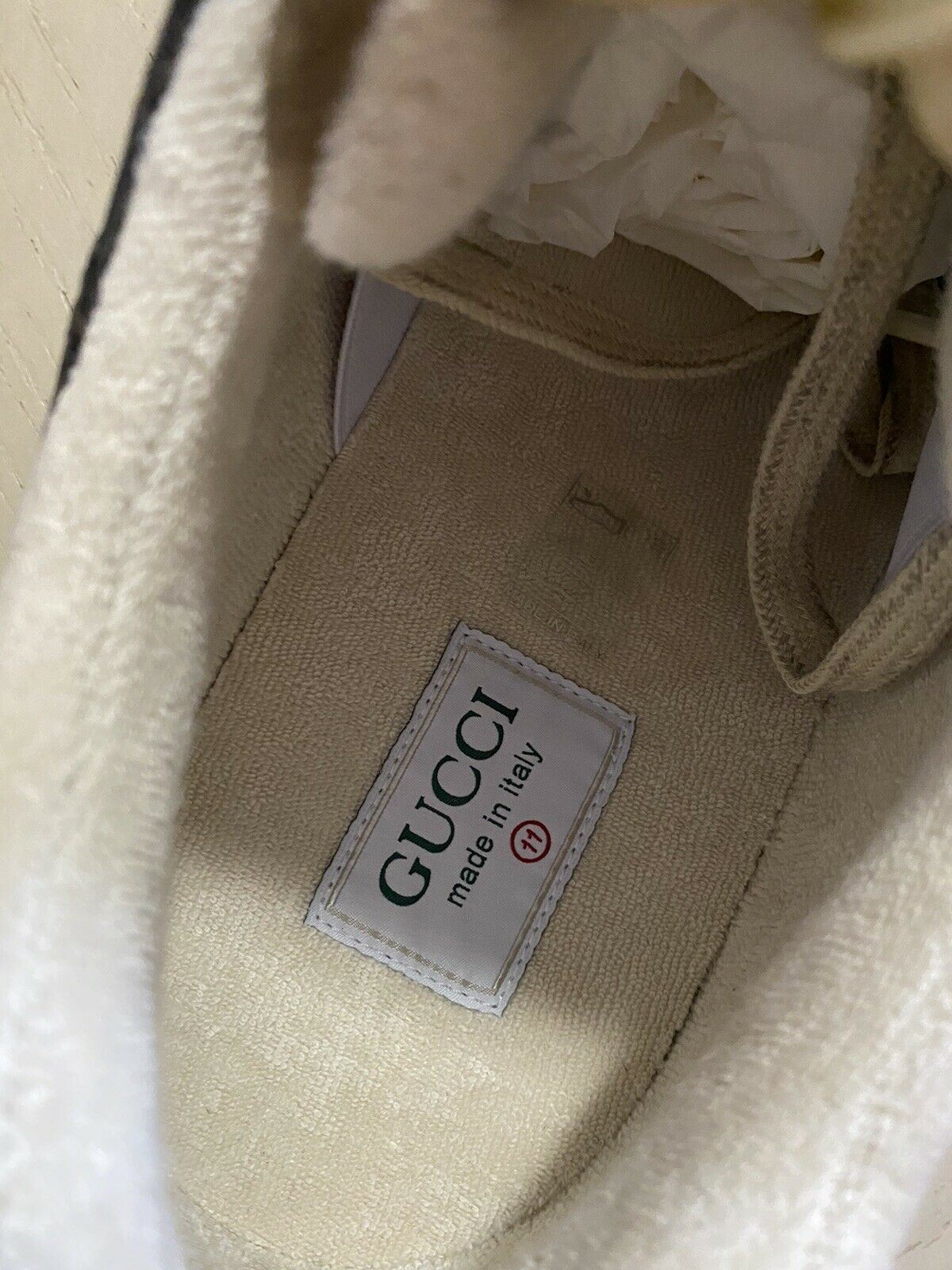 Новые мужские кожаные кроссовки Gucci коричневого/серого/бежевого цвета 9 США (8,5G Великобритания) Италия