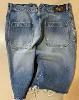 NWT $1500 Gucci Mens Short Jeans Pants Blue Size 34 taly