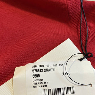 Neu mit Etikett: 1200 $ Gucci Herren Wollpullover mit V-Ausschnitt Rot Größe XXXL Italien