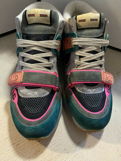 Neue Gucci Herren-Sneaker aus Leder und Wildleder, Grün, 9 US (8 UK), Italien
