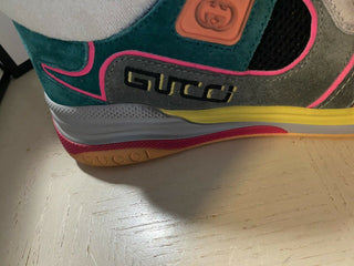 Neue Gucci Herren-Sneakers aus Leder und Wildleder, Grün, 10 US (9 UK), Italien