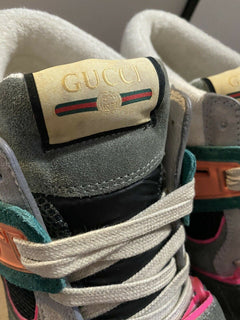Neue Gucci Herren-Sneakers aus Leder und Wildleder, Grün, 10 US (9 UK), Italien