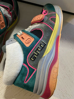 Neue Gucci Herren-Sneakers aus Leder und Wildleder, Grün, 10 US (9 UK), Italien