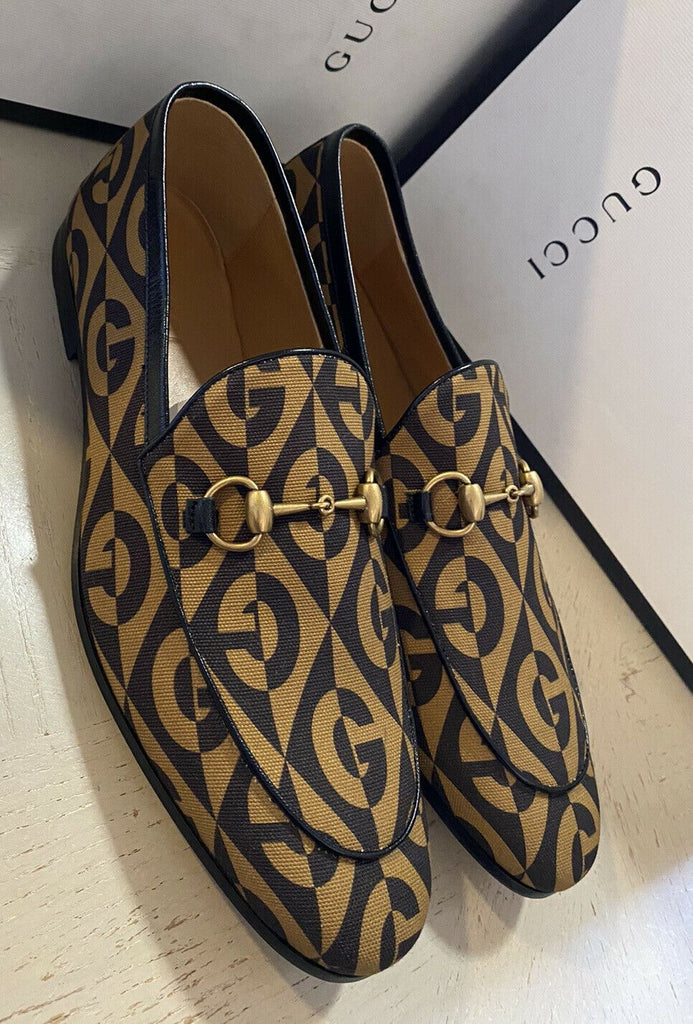NIB Gucci Herren-Slipper aus Segeltuch/Leder, Kamel/Braun, 10 US (9 UK), Italien
