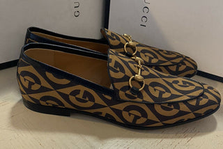 NIB Gucci Herren-Slipper aus Segeltuch/Leder, Kamel/Braun, 10 US (9 UK), Italien