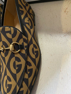 NIB Gucci Herren-Slipper aus Segeltuch/Leder, Kamel/Braun, 10 US (9 UK), Italien
