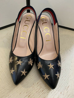NIB $ 1400 Gucci Damen-Sandalenschuhe Schwarz 10 US (40 Eu) Italien