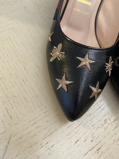 NIB $ 1400 Gucci Damen-Sandalenschuhe Schwarz 10 US (40 Eu) Italien