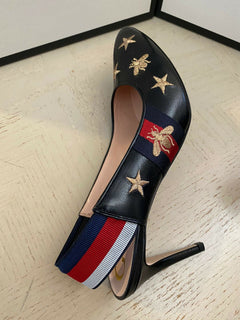 NIB $ 1400 Gucci Damen-Sandalenschuhe Schwarz 10 US (40 Eu) Italien