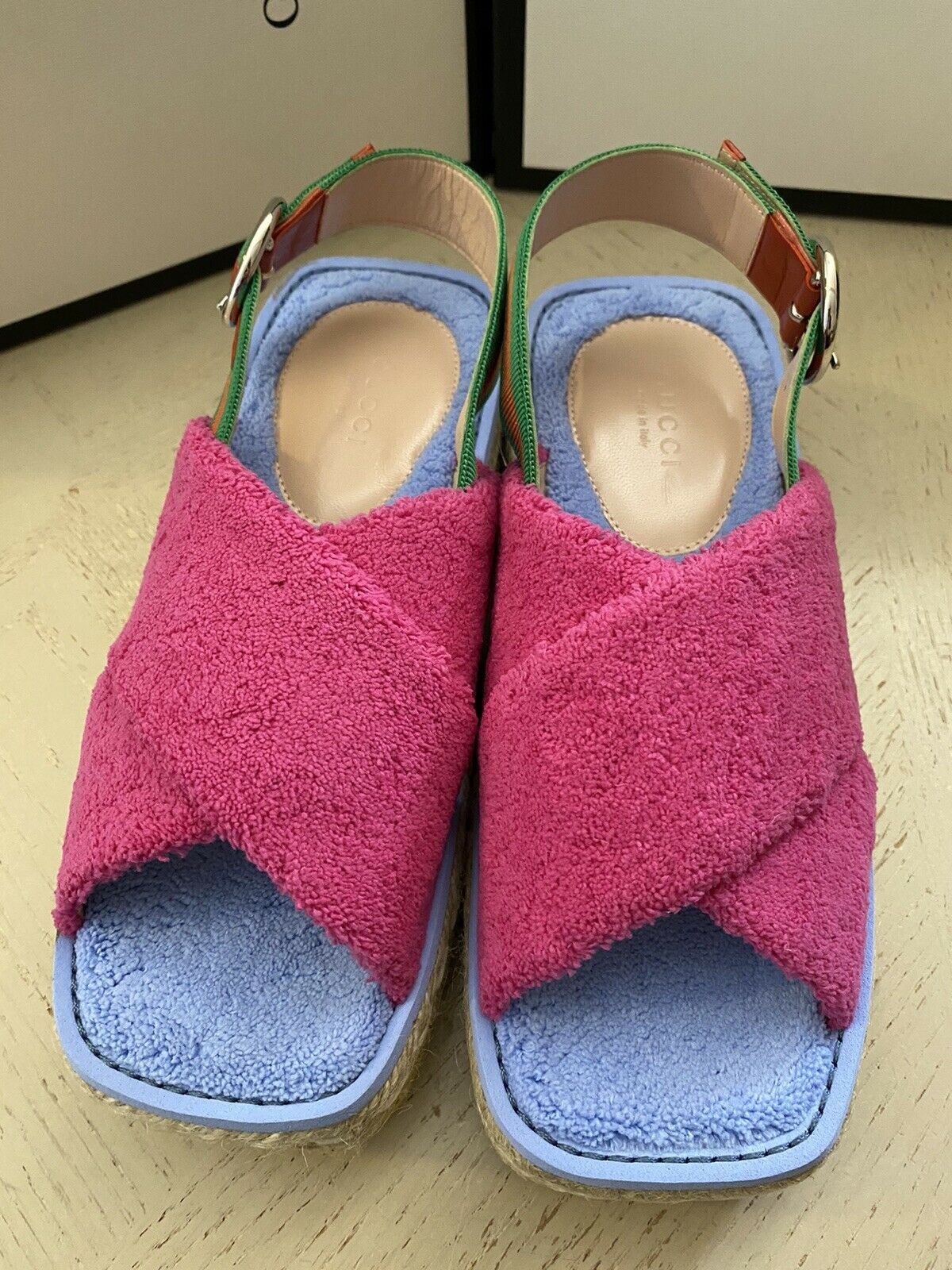 NIB Gucci Women’s Sandal Espadrille Shoes Violet/Pink 7.5 US ( 37.5 Eu ) Italy