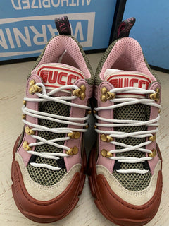 NIB $ 1300 Gucci Damen Sneakers Schuhe Militärgrün/Rot/Pink 4 US/34 Eu
