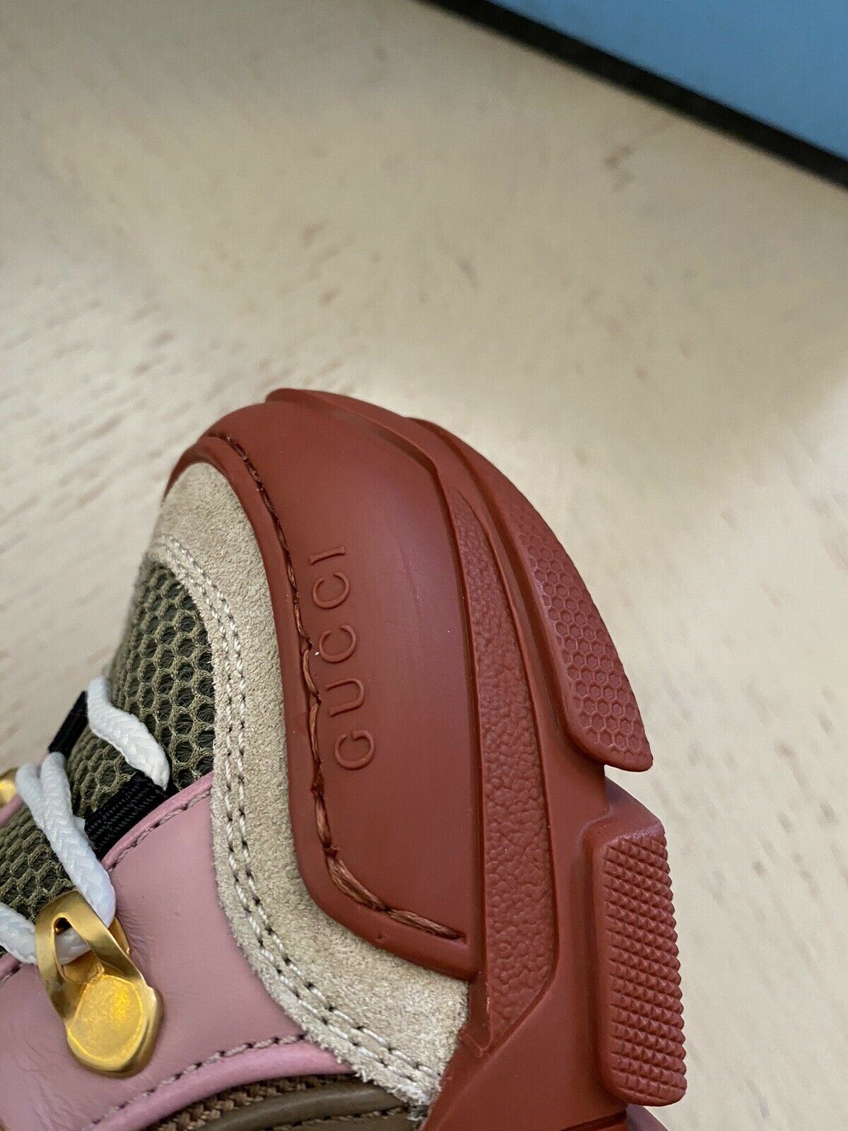 NIB $1300 Женские кроссовки Gucci Обувь в стиле милитари Зеленый/Красный/Розовый 4 США/34 ЕС