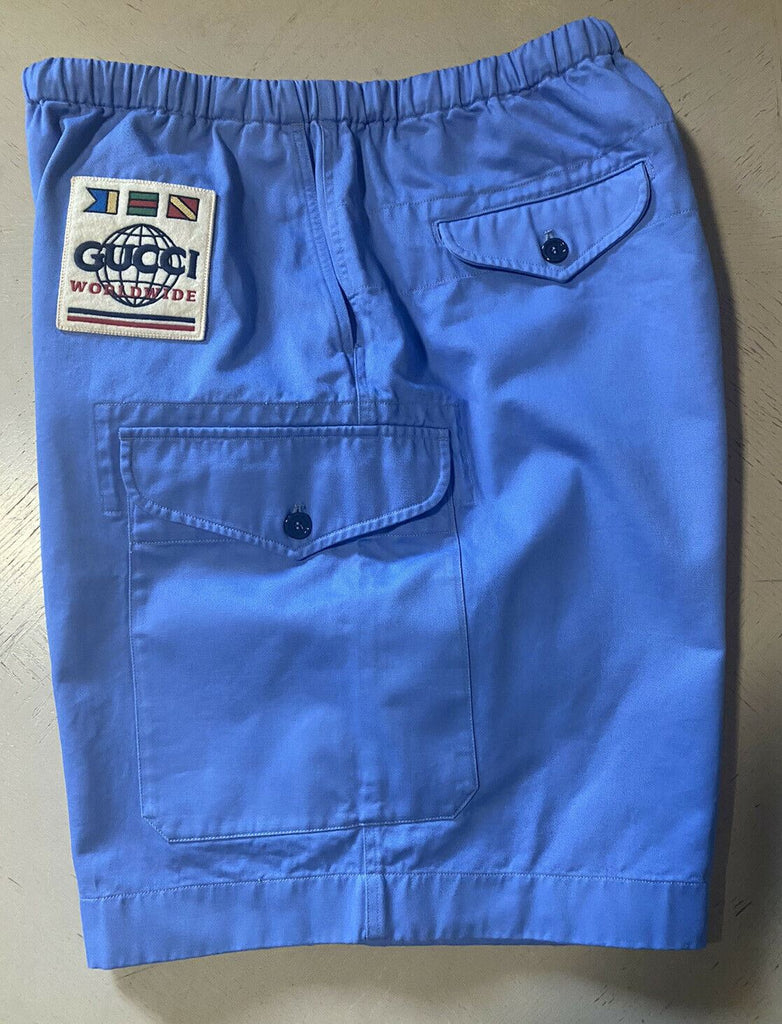 Neu mit Etikett: 1.300 $ Gucci Herren-Kurzhose aus Militär-Baumwolle, Blau, 40 US (56 EU), Italien