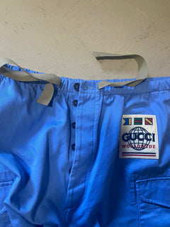 Neu mit Etikett: 1.300 $ Gucci Herren-Kurzhose aus Militär-Baumwolle, Blau, 40 US (56 EU), Italien