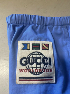 Neu mit Etikett: 1.300 $ Gucci Herren-Kurzhose aus Militär-Baumwolle, Blau, 40 US (56 EU), Italien